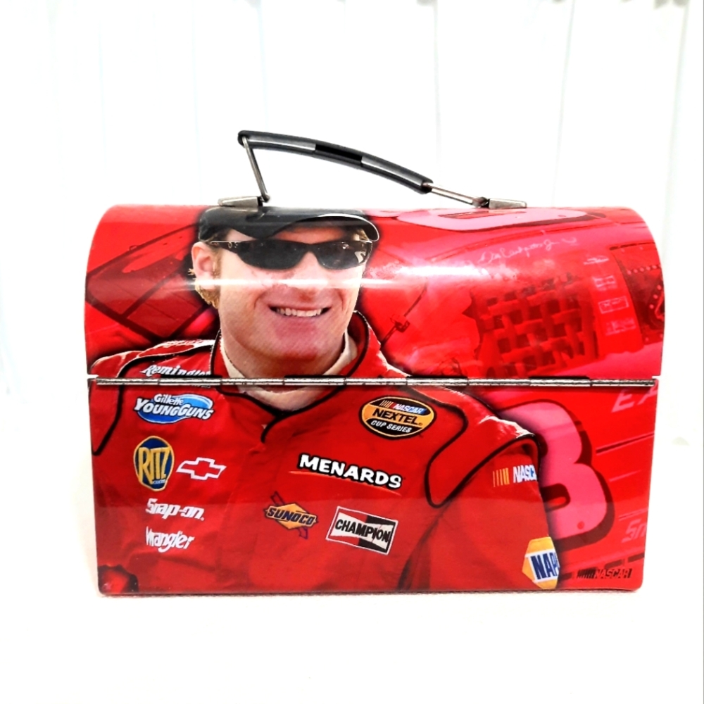 Dale Earnhardt Jr Metal Dome Lunch Box 9x6.5 Racing Nascar Fan Sport Memorbilia
